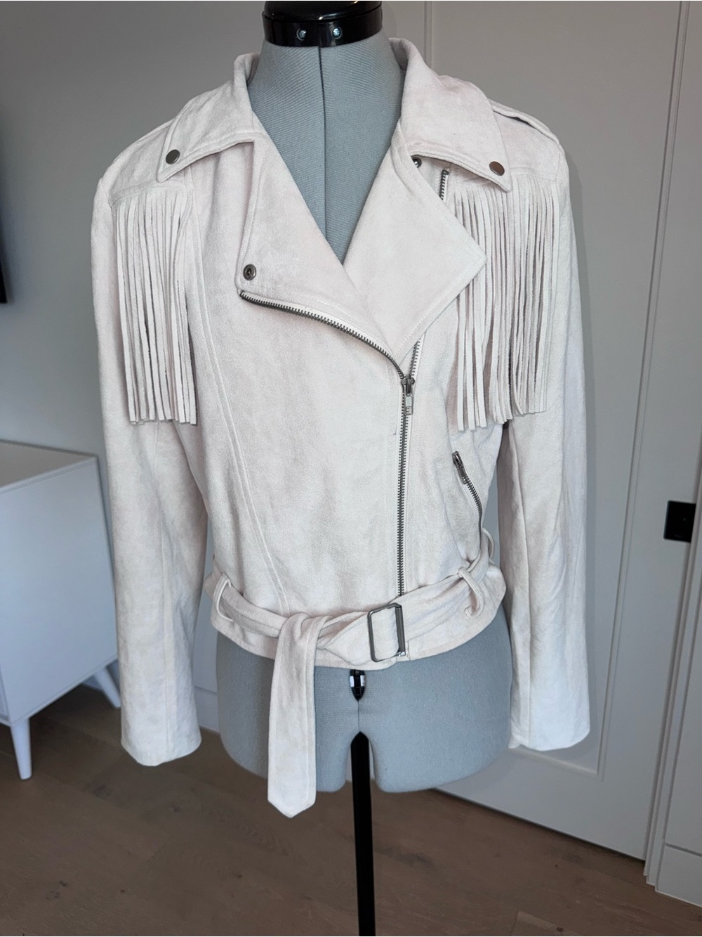 Light Cream Fringe Suede-like Western Jacket - Picture 6 of 6